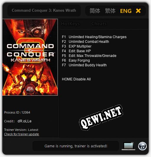 Command Conquer 3: Kanes Wrath: Трейнер +7 [v1.3]