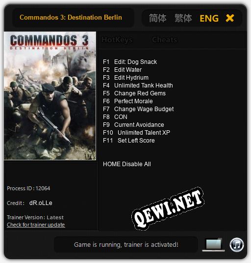 Commandos 3: Destination Berlin: Трейнер +11 [v1.9]