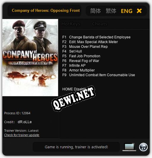 Company of Heroes: Opposing Fronts: Трейнер +9 [v1.9]