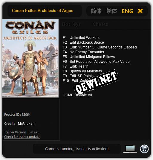 Conan Exiles Architects of Argos: ТРЕЙНЕР И ЧИТЫ (V1.0.93)