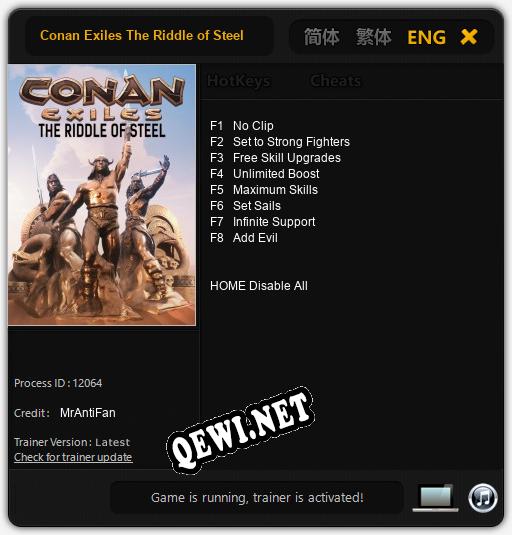 Трейнер для Conan Exiles The Riddle of Steel [v1.0.8]