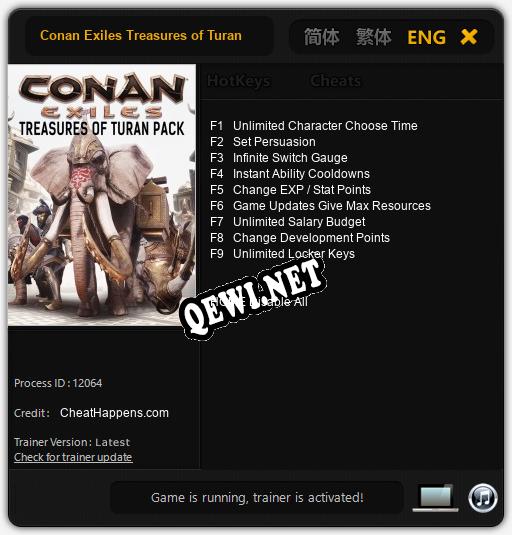 Трейнер для Conan Exiles Treasures of Turan [v1.0.1]