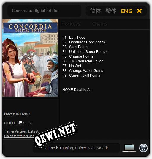 Concordia: Digital Edition: Трейнер +9 [v1.5]
