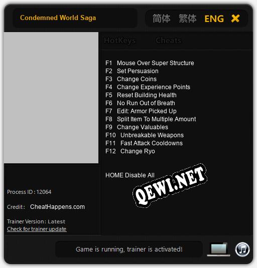 Condemned World Saga: ТРЕЙНЕР И ЧИТЫ (V1.0.74)