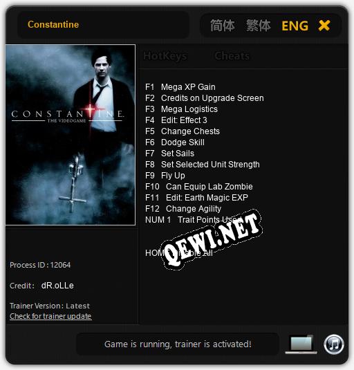 Трейнер для Constantine [v1.0.9]