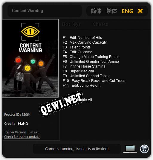 Трейнер для Content Warning [v1.0.4]