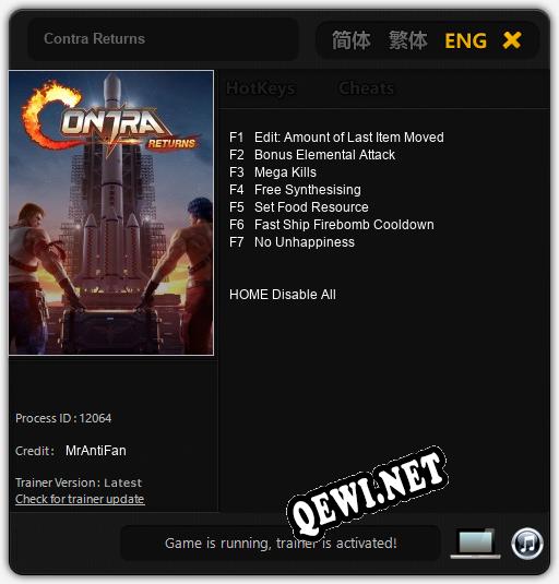 Contra Returns: Трейнер +7 [v1.4]
