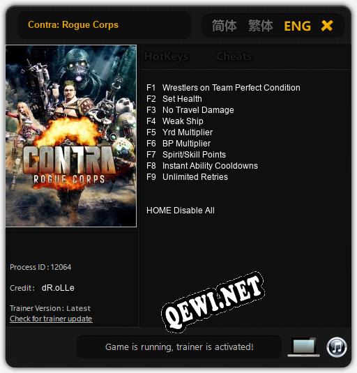 Contra: Rogue Corps: Трейнер +9 [v1.8]