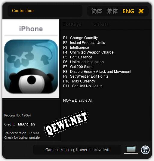 Contre Jour: Трейнер +11 [v1.3]