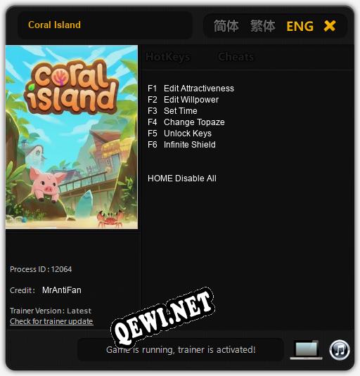 Трейнер для Coral Island [v1.0.1]