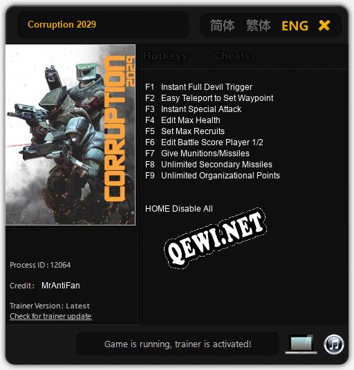 Corruption 2029: Трейнер +9 [v1.9]