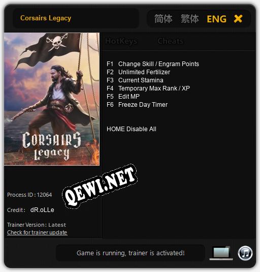 Трейнер для Corsairs Legacy [v1.0.9]