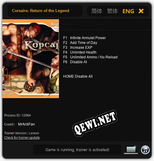 Corsairs: Return of the Legend: Читы, Трейнер +6 [MrAntiFan]