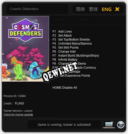 Трейнер для Cosmic Defenders [v1.0.8]