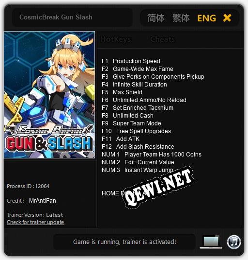 CosmicBreak Gun Slash: Читы, Трейнер +15 [MrAntiFan]