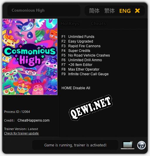 Cosmonious High: Трейнер +9 [v1.8]