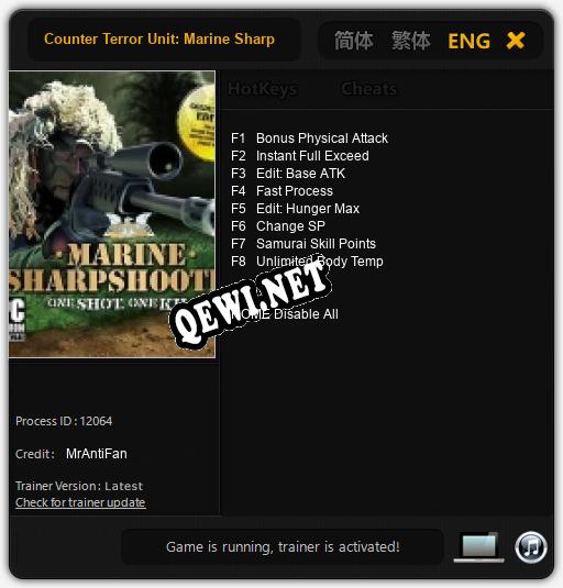 Трейнер для Counter Terror Unit: Marine Sharpshooter [v1.0.5]
