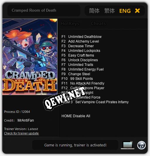 Cramped Room of Death: ТРЕЙНЕР И ЧИТЫ (V1.0.11)