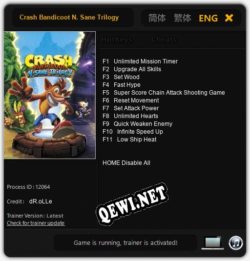 Crash Bandicoot N. Sane Trilogy: Трейнер +11 [v1.9]