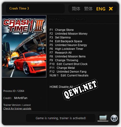 Crash Time 3: Читы, Трейнер +13 [MrAntiFan]