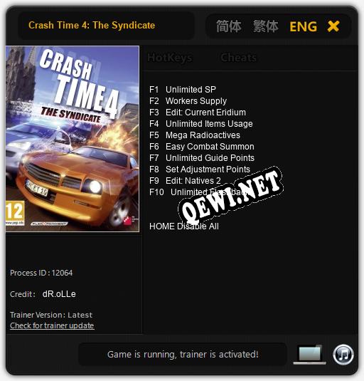 Crash Time 4: The Syndicate: Читы, Трейнер +10 [dR.oLLe]