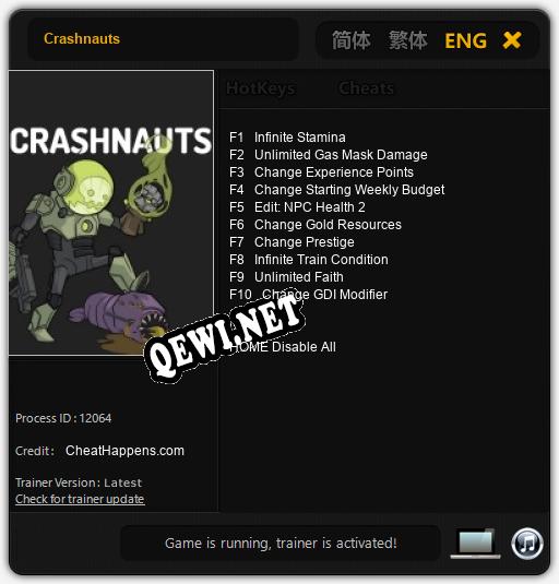 Crashnauts: Трейнер +10 [v1.1]