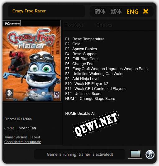 Трейнер для Crazy Frog Racer [v1.0.6]