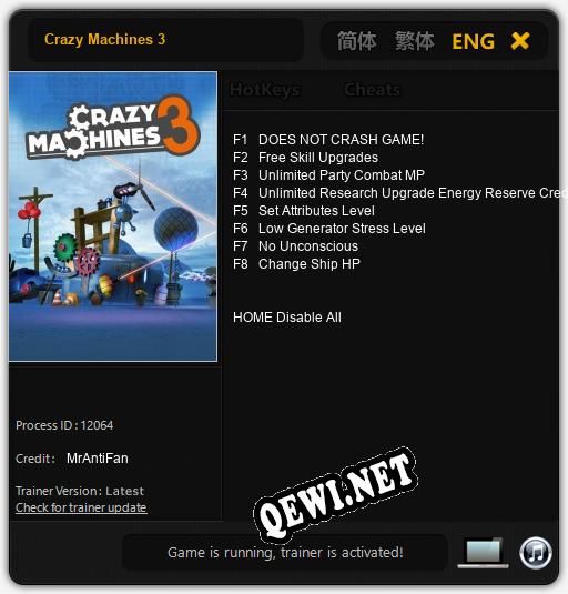 Crazy Machines 3: Трейнер +8 [v1.4]