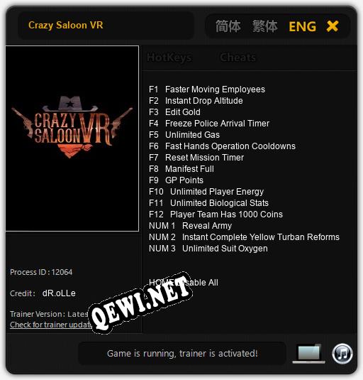 Трейнер для Crazy Saloon VR [v1.0.4]