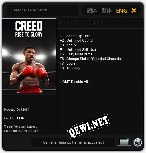 Creed: Rise to Glory: Трейнер +8 [v1.3]