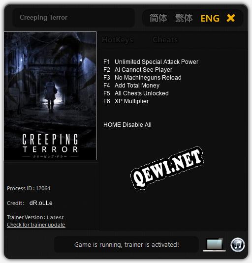 Creeping Terror: Трейнер +6 [v1.1]