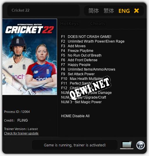 Трейнер для Cricket 22 [v1.0.7]
