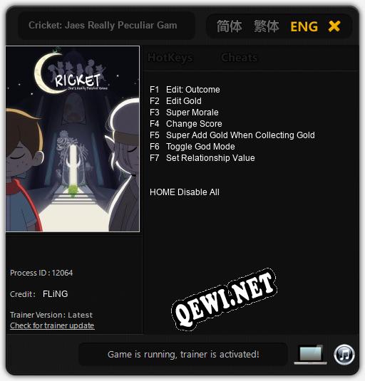 Трейнер для Cricket: Jaes Really Peculiar Game [v1.0.5]