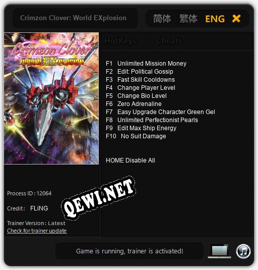 Crimzon Clover: World EXplosion: Читы, Трейнер +10 [FLiNG]