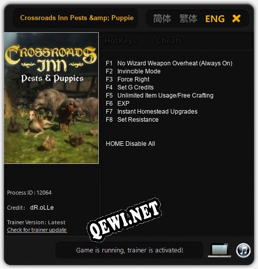 Трейнер для Crossroads Inn Pests & Puppies [v1.0.2]