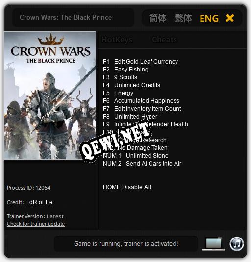 Трейнер для Crown Wars: The Black Prince [v1.0.9]