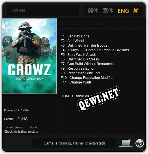 CROWZ: Трейнер +11 [v1.5]