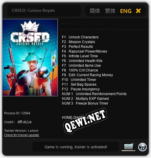 CRSED: Cuisine Royale: Трейнер +15 [v1.6]