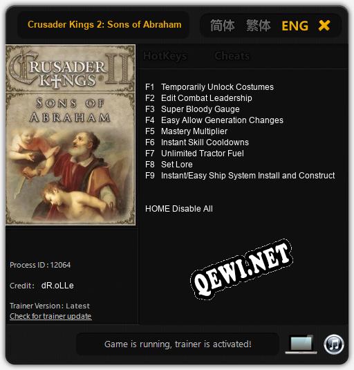 Crusader Kings 2: Sons of Abraham: Трейнер +9 [v1.7]