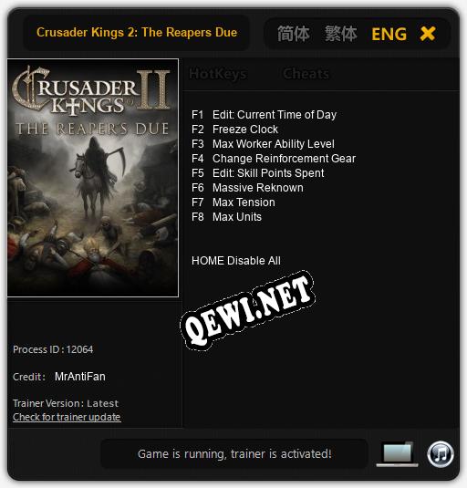 Crusader Kings 2: The Reapers Due: Читы, Трейнер +8 [MrAntiFan]