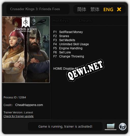 Трейнер для Crusader Kings 3: Friends Foes [v1.0.4]