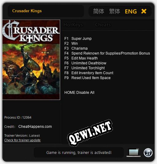 Crusader Kings: Читы, Трейнер +9 [CheatHappens.com]