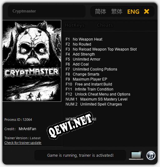 Cryptmaster: ТРЕЙНЕР И ЧИТЫ (V1.0.2)
