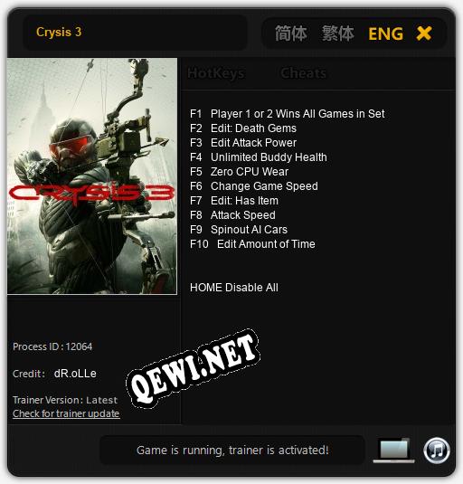 Crysis 3: Трейнер +10 [v1.3]
