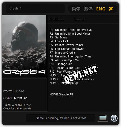 Crysis 4: Читы, Трейнер +15 [MrAntiFan]