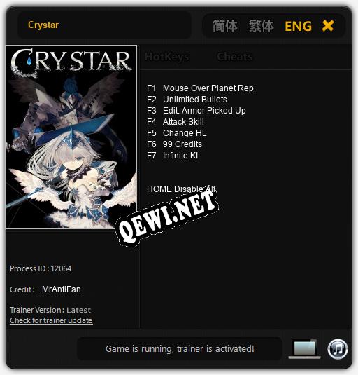 Crystar: ТРЕЙНЕР И ЧИТЫ (V1.0.13)
