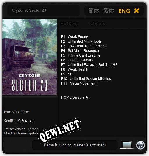 CryZone: Sector 23: Трейнер +11 [v1.9]