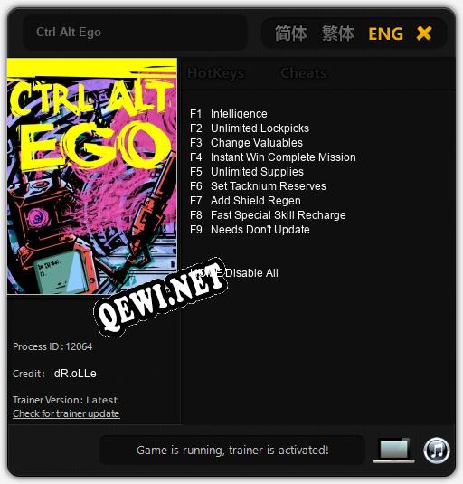 Ctrl Alt Ego: Читы, Трейнер +9 [dR.oLLe]