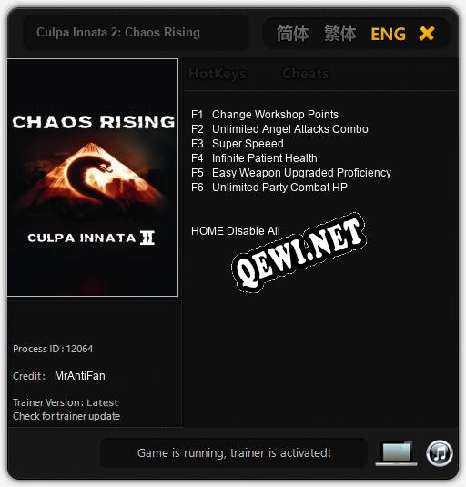 Culpa Innata 2: Chaos Rising: Трейнер +6 [v1.8]