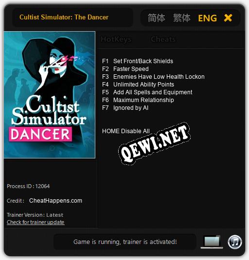 Трейнер для Cultist Simulator: The Dancer [v1.0.2]